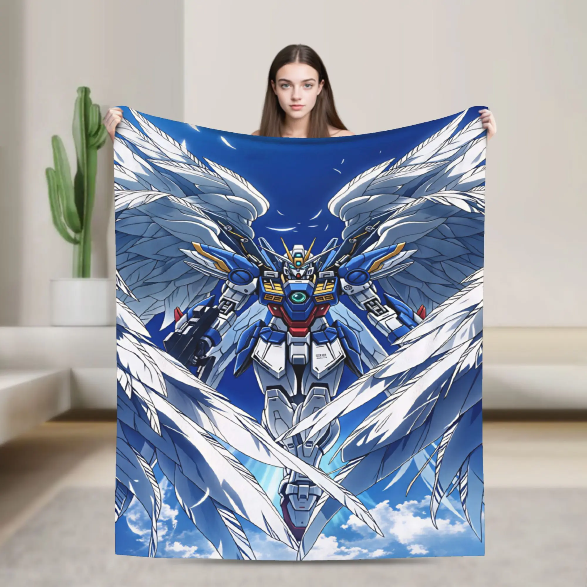 Mobile Suit Gundam Blanket  Travel Flannel Throw Blanket For Home Decor Super Soft Custom DIY Quality Bedspread Gift