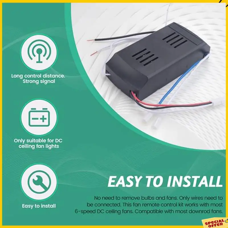 A24p universal de baixa tensão 50w dc ventilador luz driver controlador ventilador teto kit controle remoto temporização de 6 velocidades