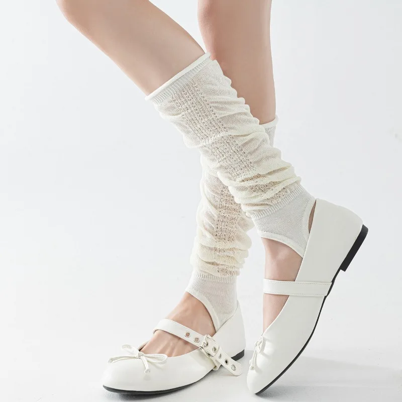 Women Leg Warmers Cotton High Quality Solid Color Thin Spring Summer Long Socks Fashion  Korean Style Leg Warmers For Women