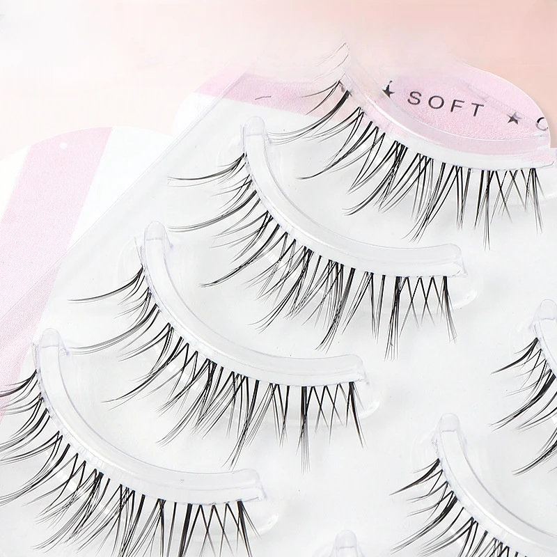 5쌍의 인조 속눈썹 만화 악마 스타일 투명 건조 자연스러운 시뮬레이션 아이 메이크업