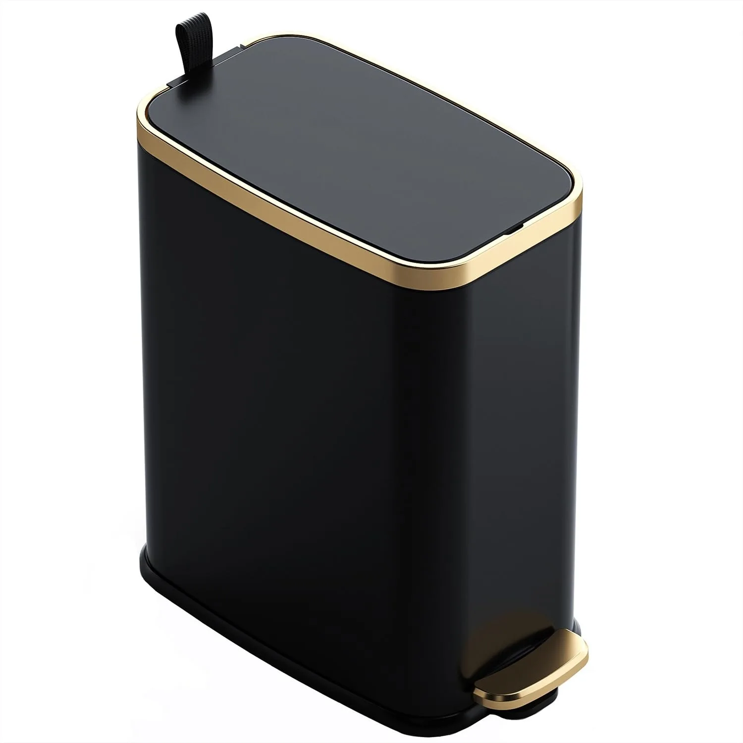 

Small Bathroom Trash Can with Lid Soft Close, 5L Slim Metal Step Wastebasket for Office, Bedroom, Toilet - Convenient and
