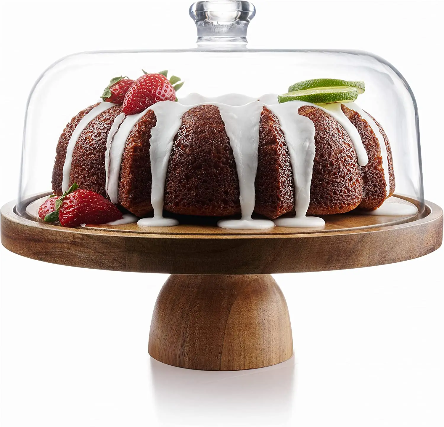 Charcuterie Cheese  Board Serving Platter  2 in 1  Multifunctional Acacia Wood Cake Stand with Acrylic Lid Hollowed Out Base