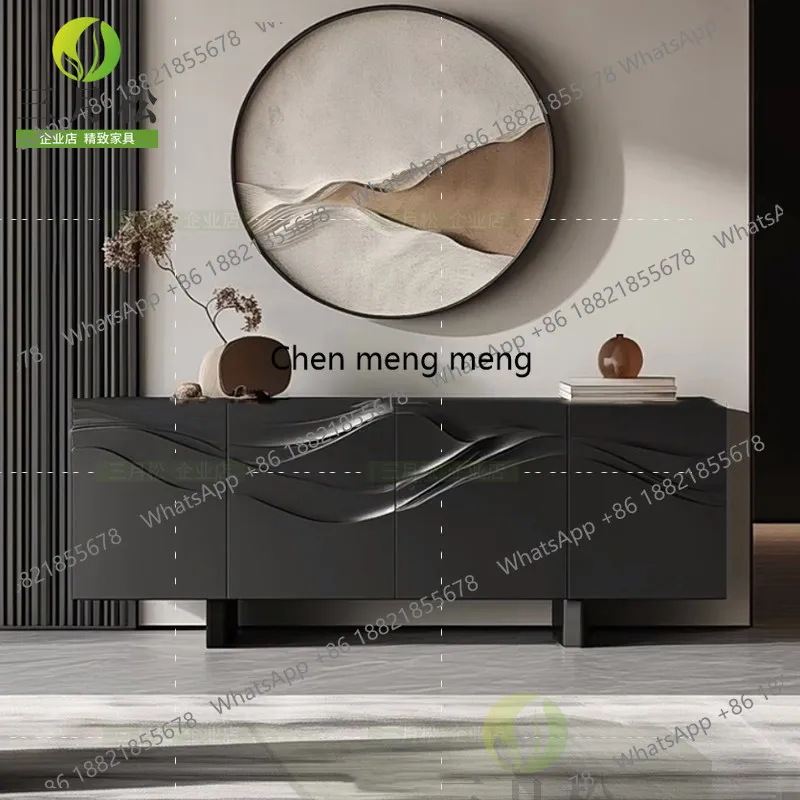 

Light luxury high-end dining side cabinet, antique relief porch cabinet, paint baking living room decoration cabinet