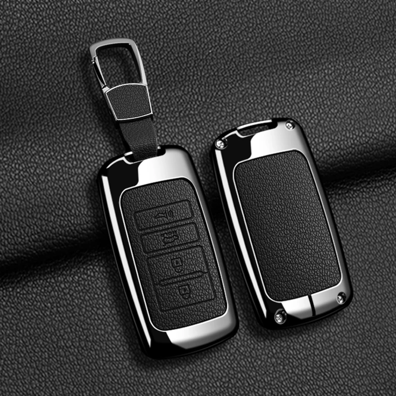 

Zinc Alloy Leather Car Key Case Cover Fob Protect for Kia 4 Button Sorento K900 K7 Cadenza Accessories Keychain Holder Shell Bag