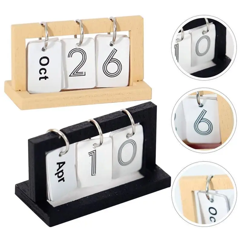 2pcs Simulation Mini Calendar Bedroom Creative Model Desk Calendar Small Wooden Office Desk Decoration Dolls Miniature Calendar