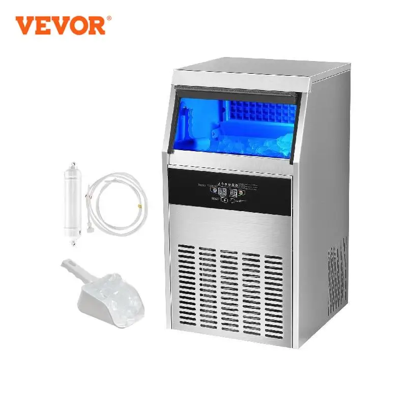 

VEVOR Commercial Ice Maker 150lbs/24H Ice Maker Machine 70 Ice Cubes in 12-15 Minutes Freestanding Cabinet Ice Maker LED Display