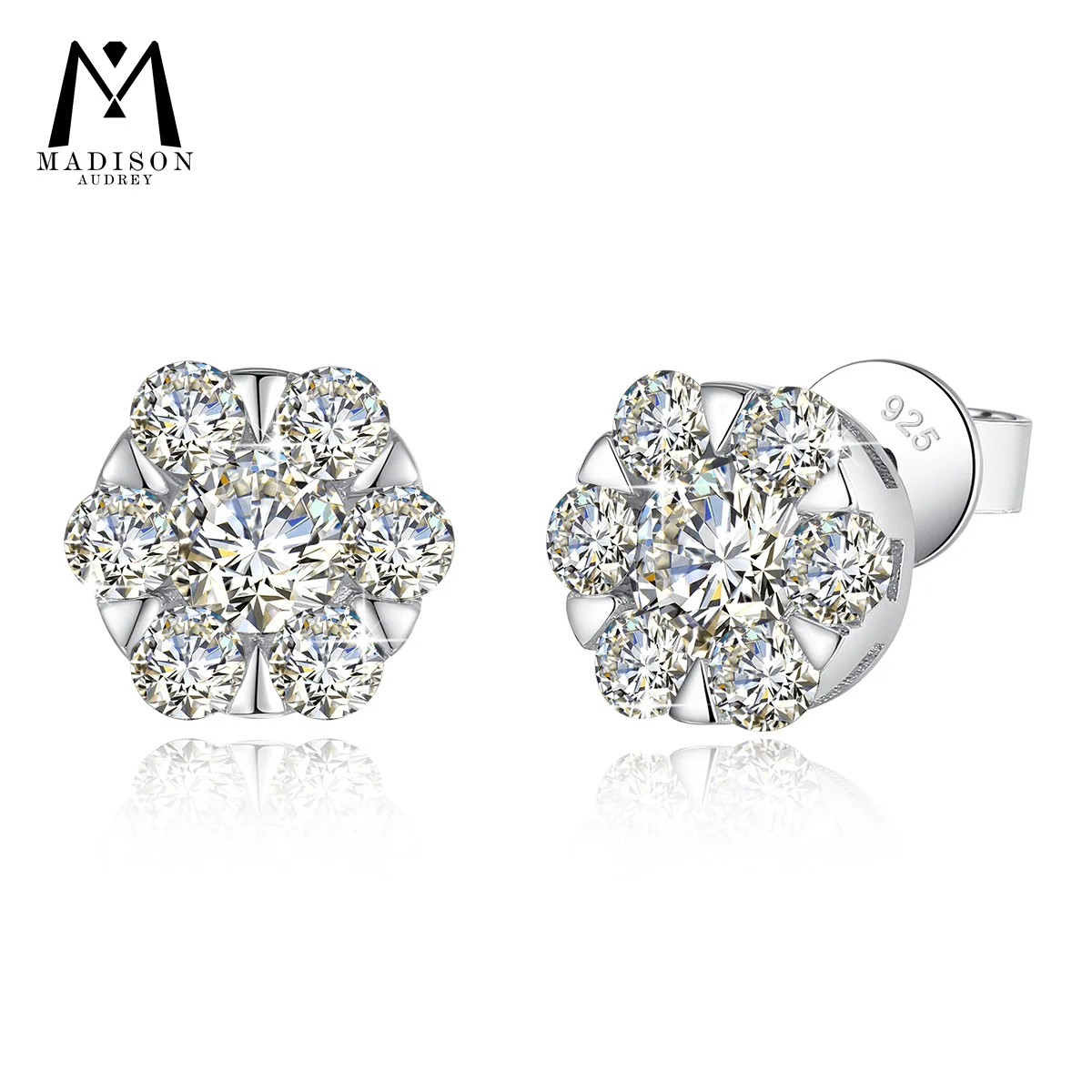 925 Silver Moissanite Earring D Color Plated 18k White Gold with GRA Certificates Anti-Allergy Diamond Earrings  for Women