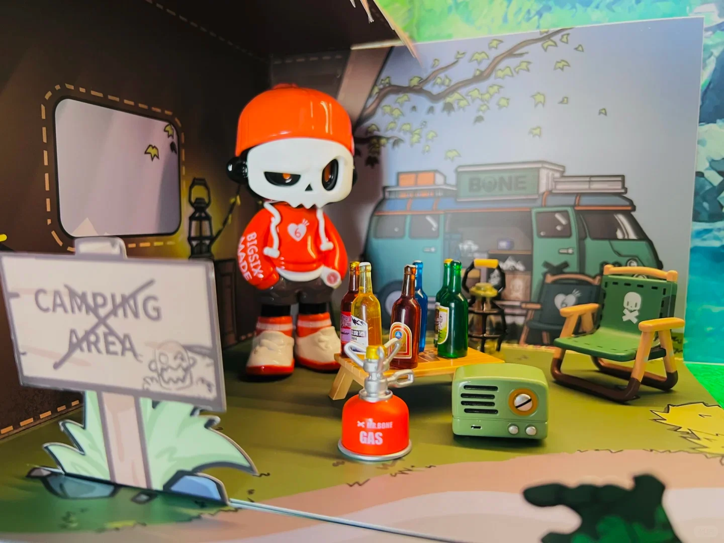 

New Product In Stock Mr. Bone Fourth Generation Camping Mask Series Blind Box Toys Trendy Desktop Ornaments Figurines