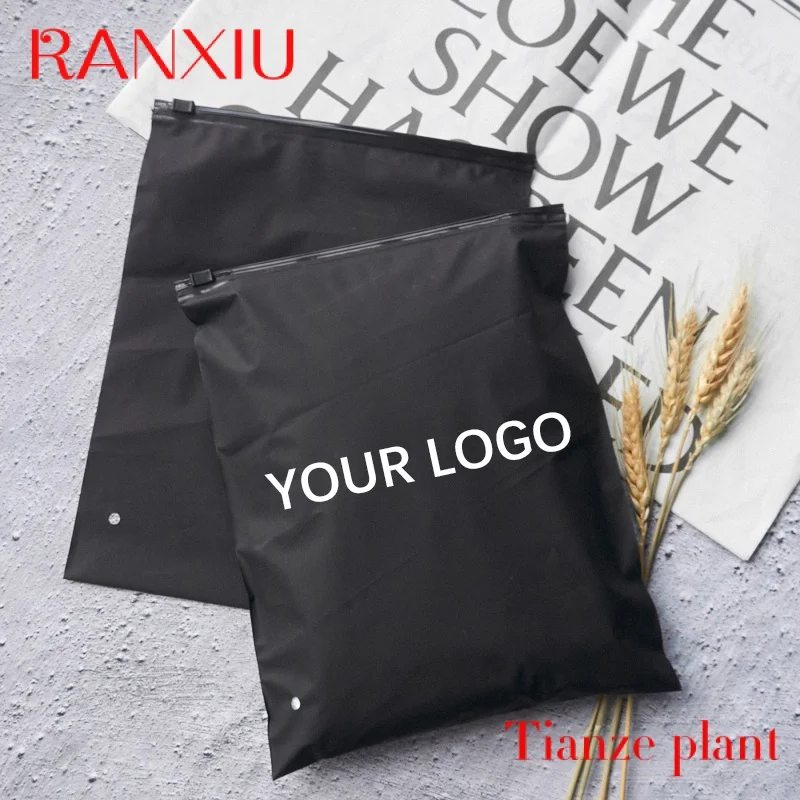 Custom biodegradable frosted zip lock slider plastic packaging black pvc eva zipper bags with custom printed logo