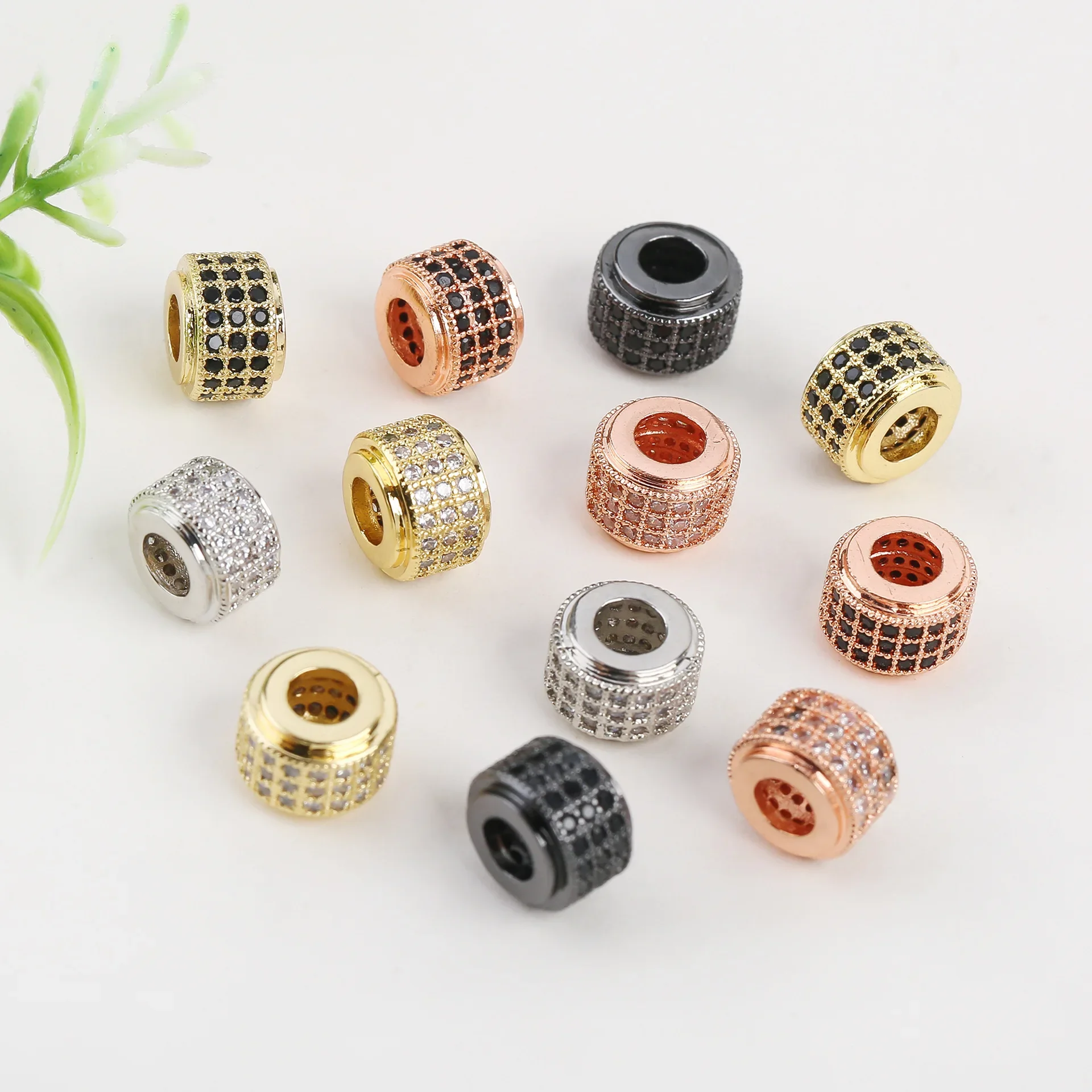 

3 PCS Panjiadora Jewelry Handmade Accessories Cylindrical Copper Bracelet Beaded DIY Jewelry Large Hole Bead Bracelet Making