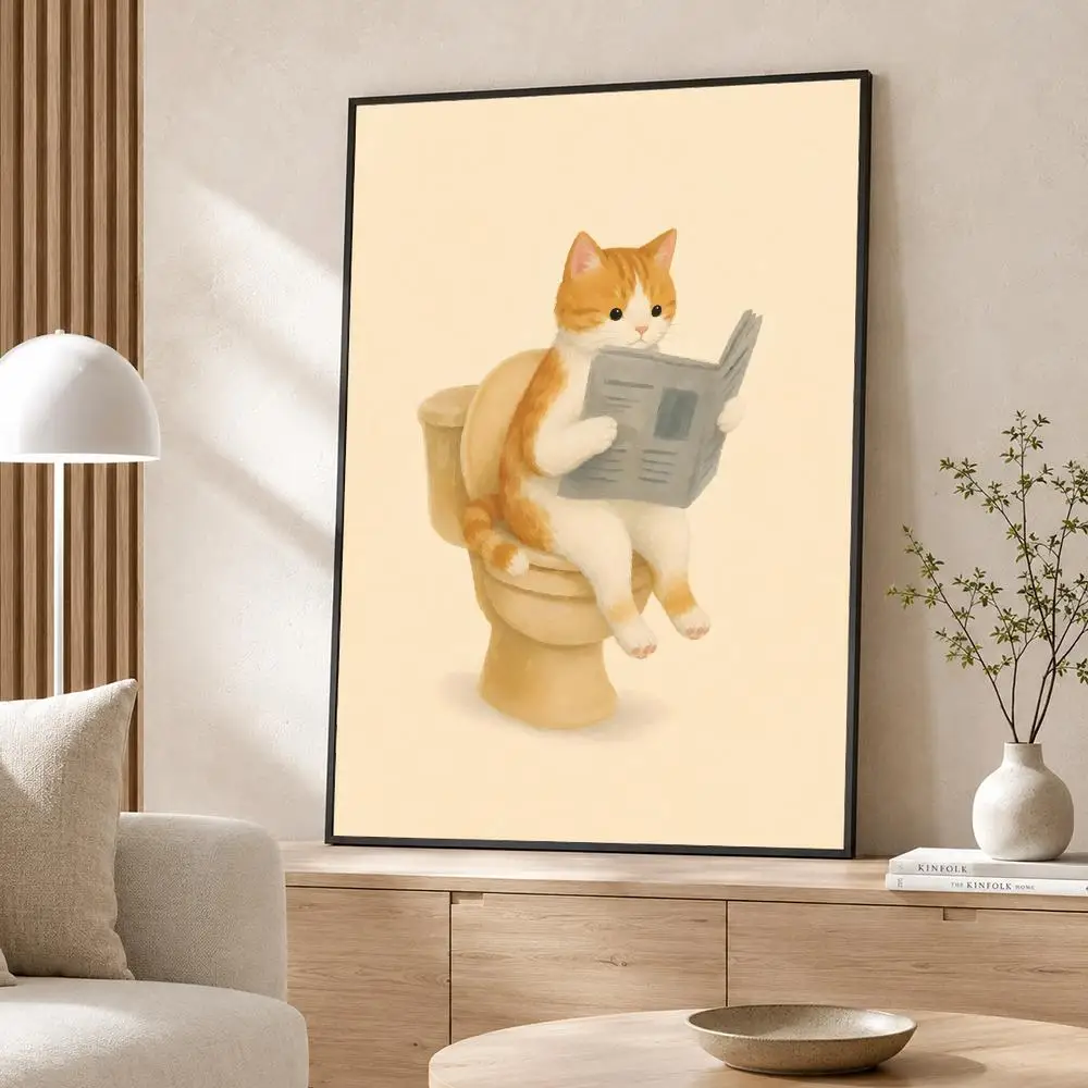 Art Cute Animal Bubble Bath Poster Poster Wall Sticker Waterproof Self Adhesive HD Art  Bedroom Bar Decor