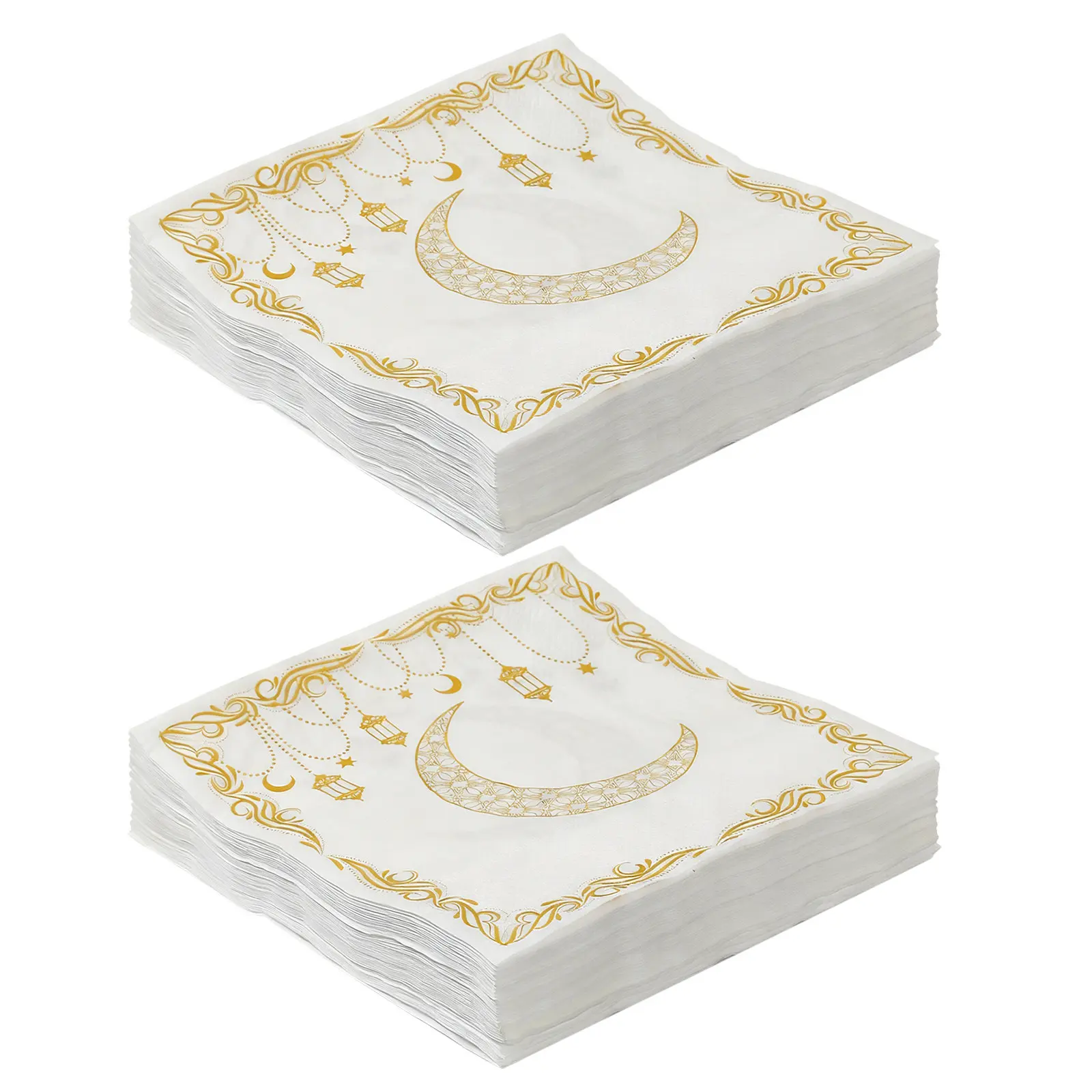 100 Servilletas de Papel Desechables con Diseño de Luna para Bodas, Fiestas, Cenas, Ramadán, Cumpleaños, Eid Mubarak, Navidad
