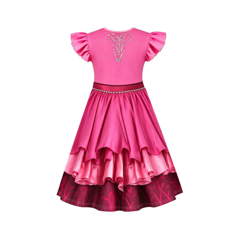 Descendants 5 Cosplay Costume For Girl Dress Halloween Wicked Wonderland Child Up Print Tunic+Bag 2pc Set Kid Frock