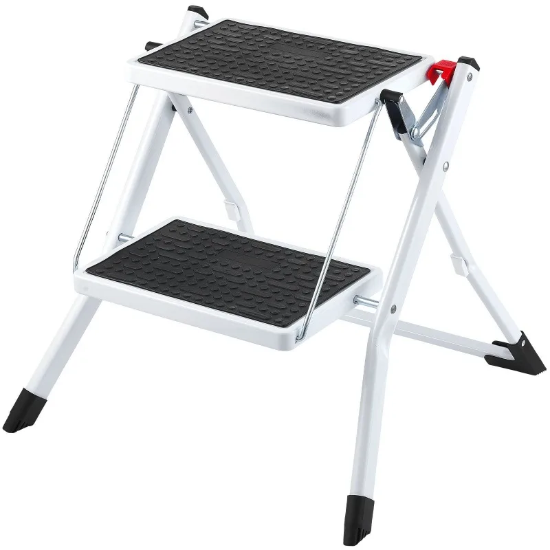 2-Step folding steel pedal stool, 330 pounds, non-slip pedals, durable, suitable for adults and young children, multi-purpose