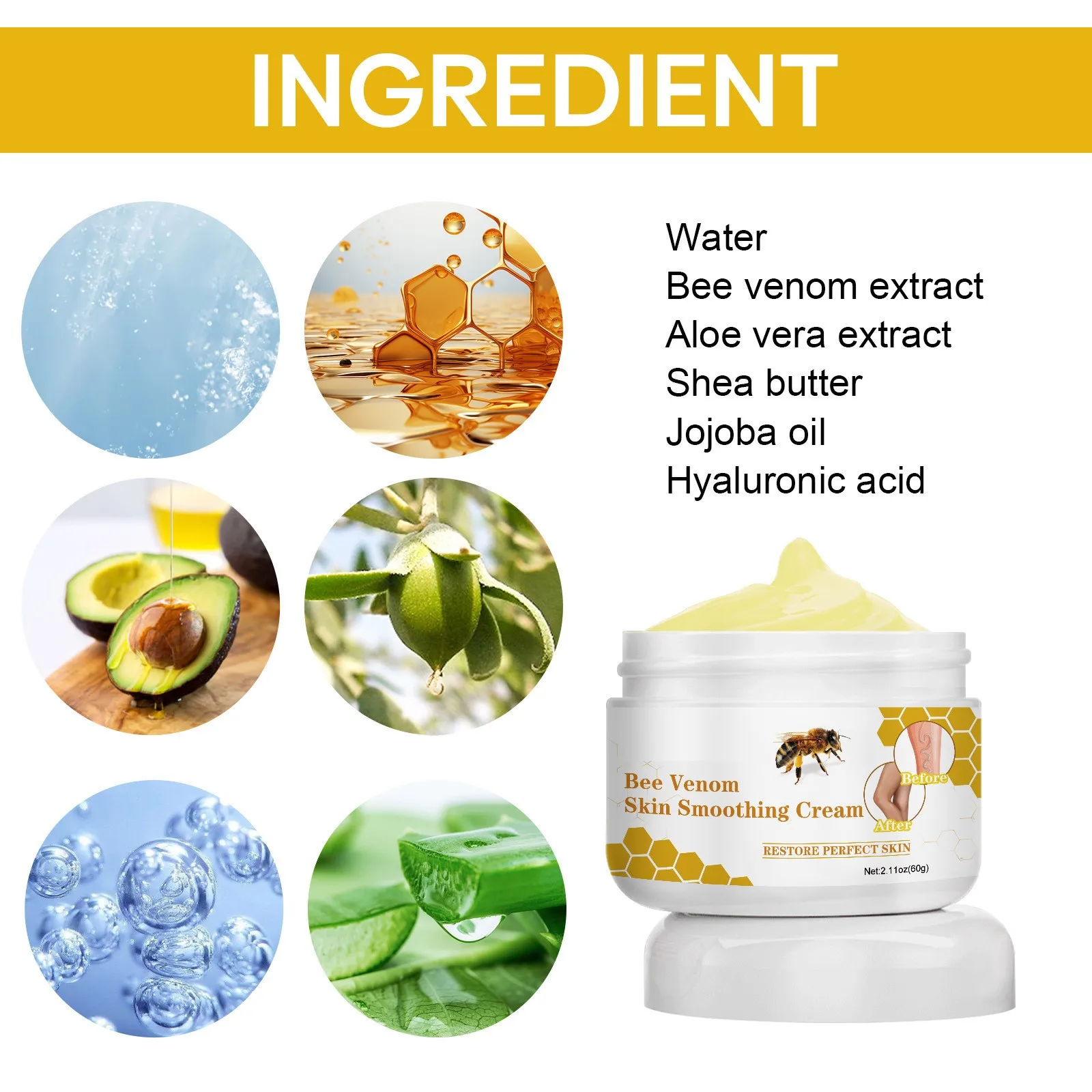 Bee venom vein repair cream reduces varicose veins, promotes blood circulation and vasoconstriction Leg Care Essence