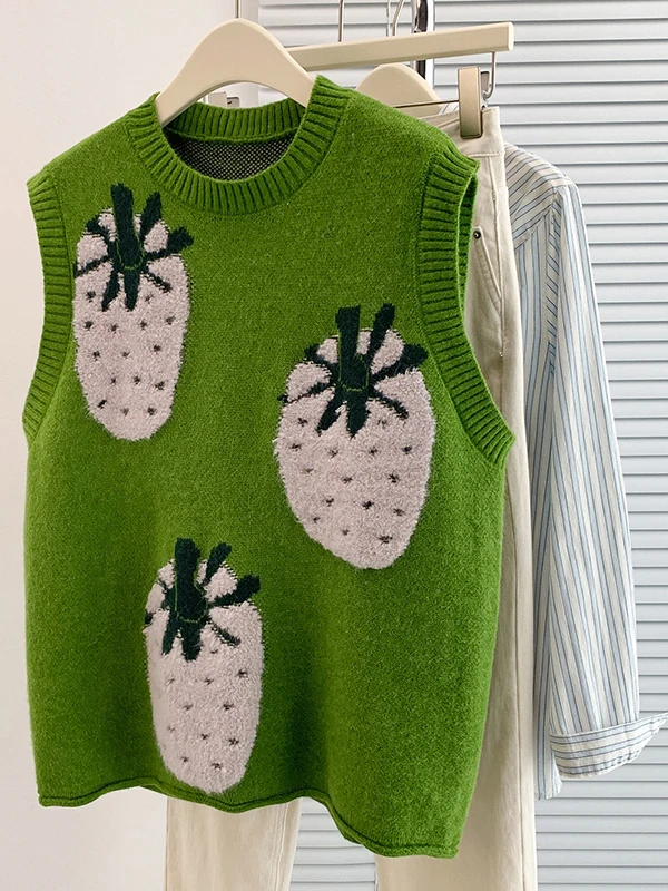 프리 코리안 슬레 라운드 네 풀오버 자수 스웨터 가을 겨울 신상 여성 패션 의류