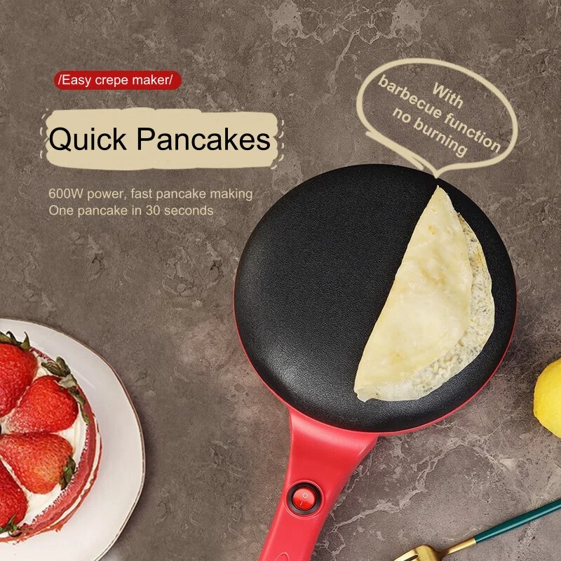 Máquina para hacer crepes, máquina para hacer pasteles, máquina para hacer pizzas para el desayuno, sartén para tortitas, sartén antiadherente, sartén para rollitos de primavera chinos.