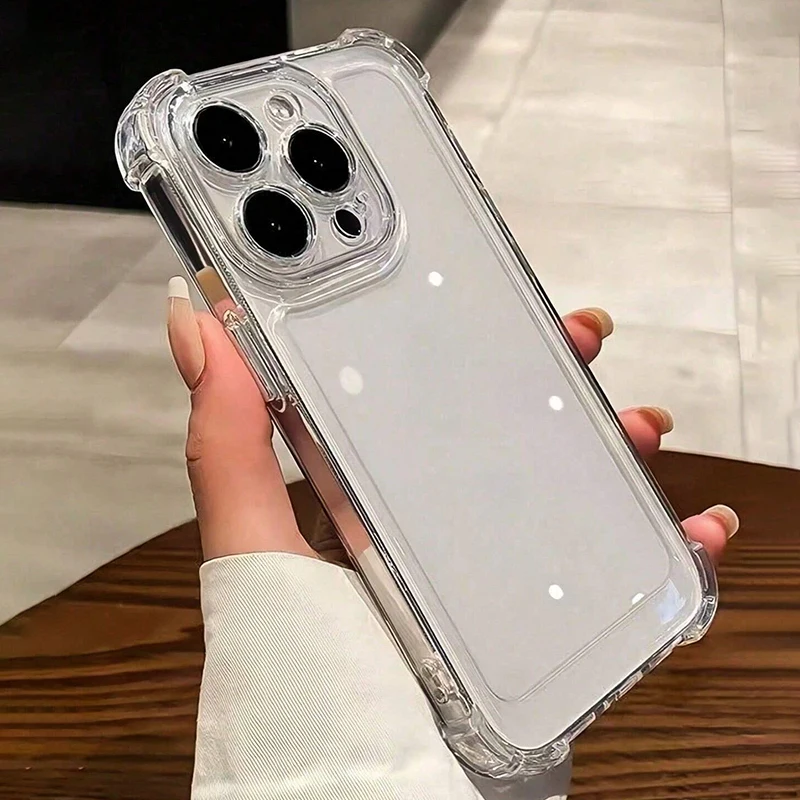 1pc four corners drop-proof case for iPhone 15Pro , 14promax,13,11, Protective Case Simple Soft Transparent Shockproof Function image 4