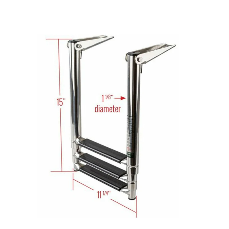 ISURE MARINE 3 Step Stainless Steel Telescoping Boat Ladder Dock Ladder Folding Pontoon Boat Ladder Swim Step