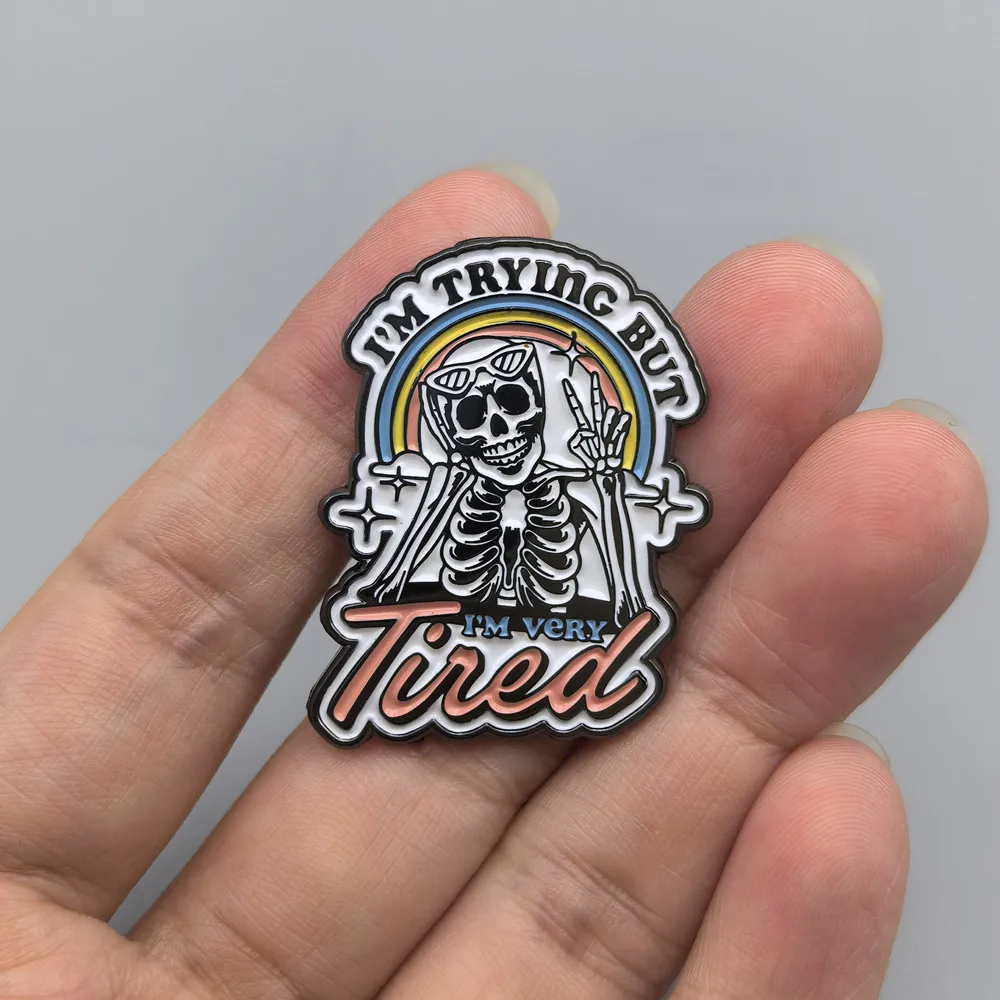Gothic Skeleton Enamel Brooch 