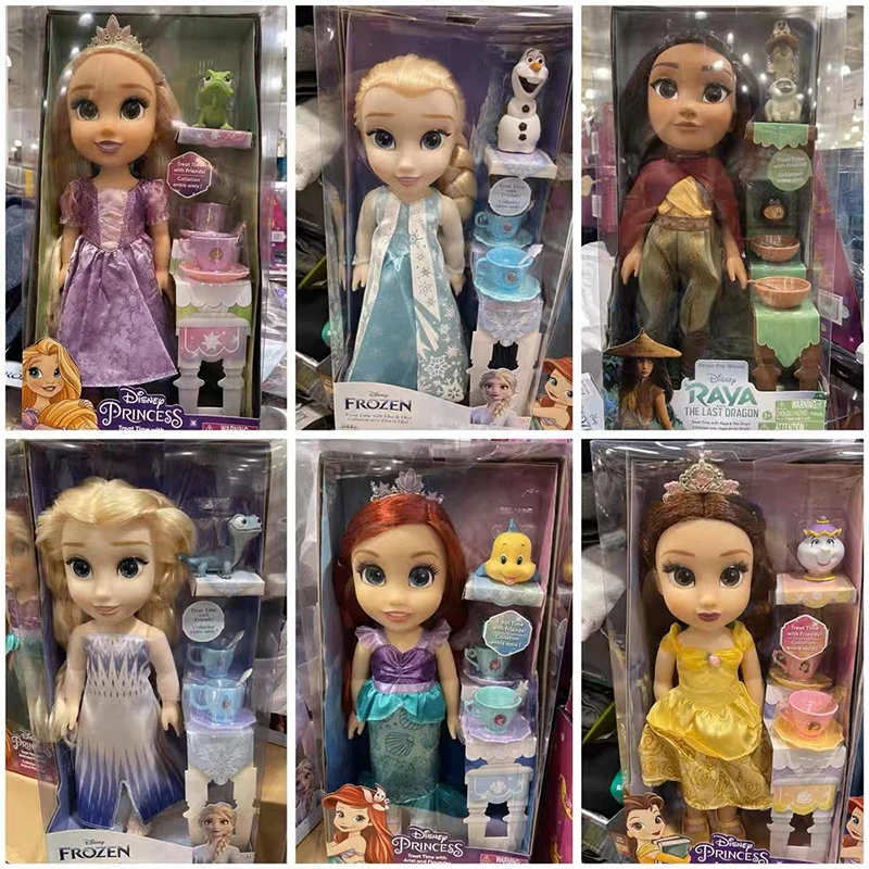 Disney Cartoon Princess Collection Salon Doll Long Hair Snow White Frozen 2 Elsa Anna Doll Girl Kawaii Boxed Toys For Girl