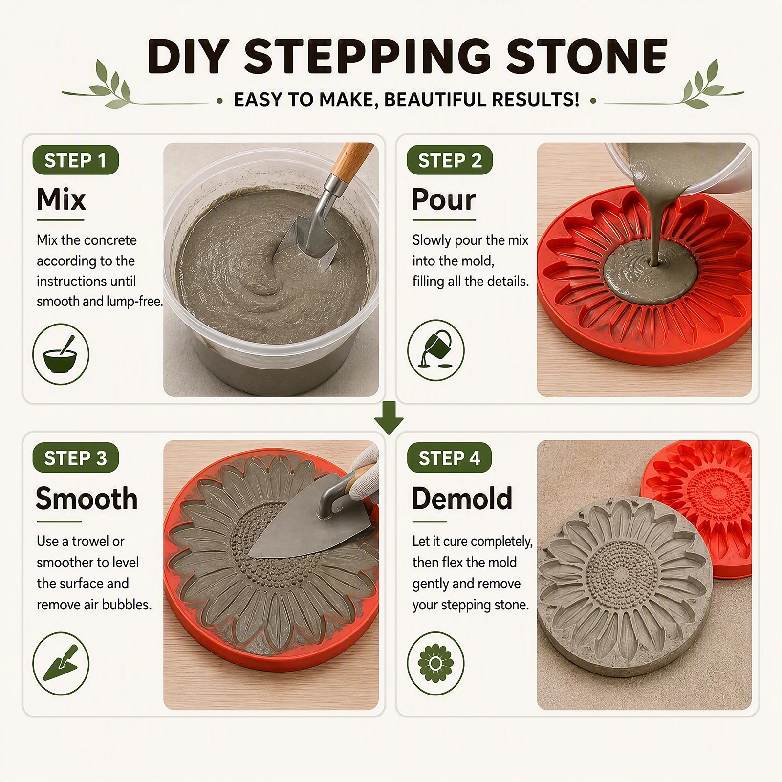 DIY Garden Path Molds Reusable Silicone Stepping Stone Concrete Casting Paver Mould Outdoor