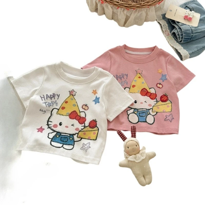 

Girls Cotton Super Cute Cartoon Short Sleeve T-Shirt for Kids, Breathable Soft Casual Summer Fashion Top Collection