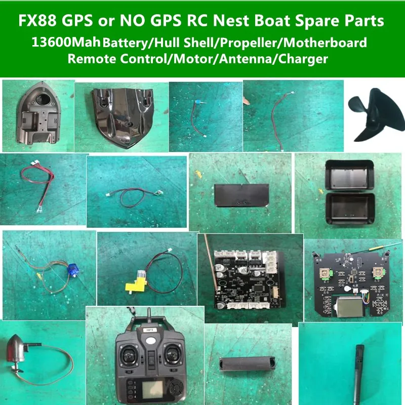 FX88 GPS or NO GPS RC Nest Boat Spare Parts 13600mAh Battery/Hull Shell/Propeller/Motherboard/Remote Control/Motor/Antenna
