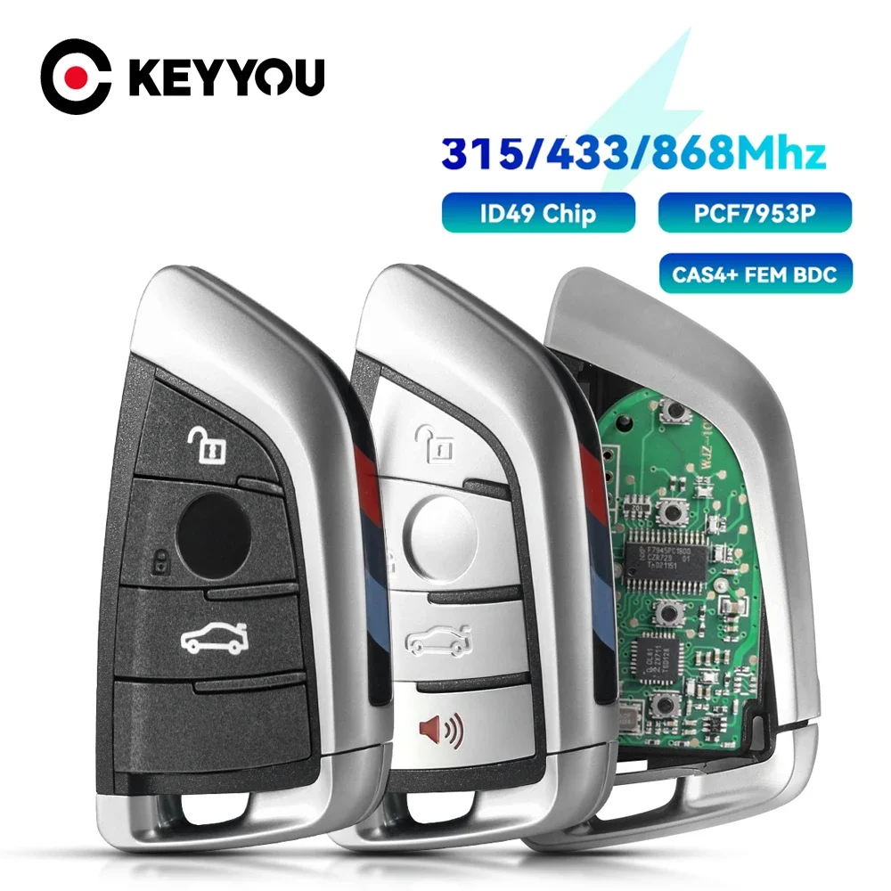 

KEYYOU 3PCS Keyless Go Remote Car Key For BMW 1 3 5 7 Series X1 X3 X5 X6 X7 CAS4 CAS4+ FEM F System 315/433/868Mhz ID49 Chip