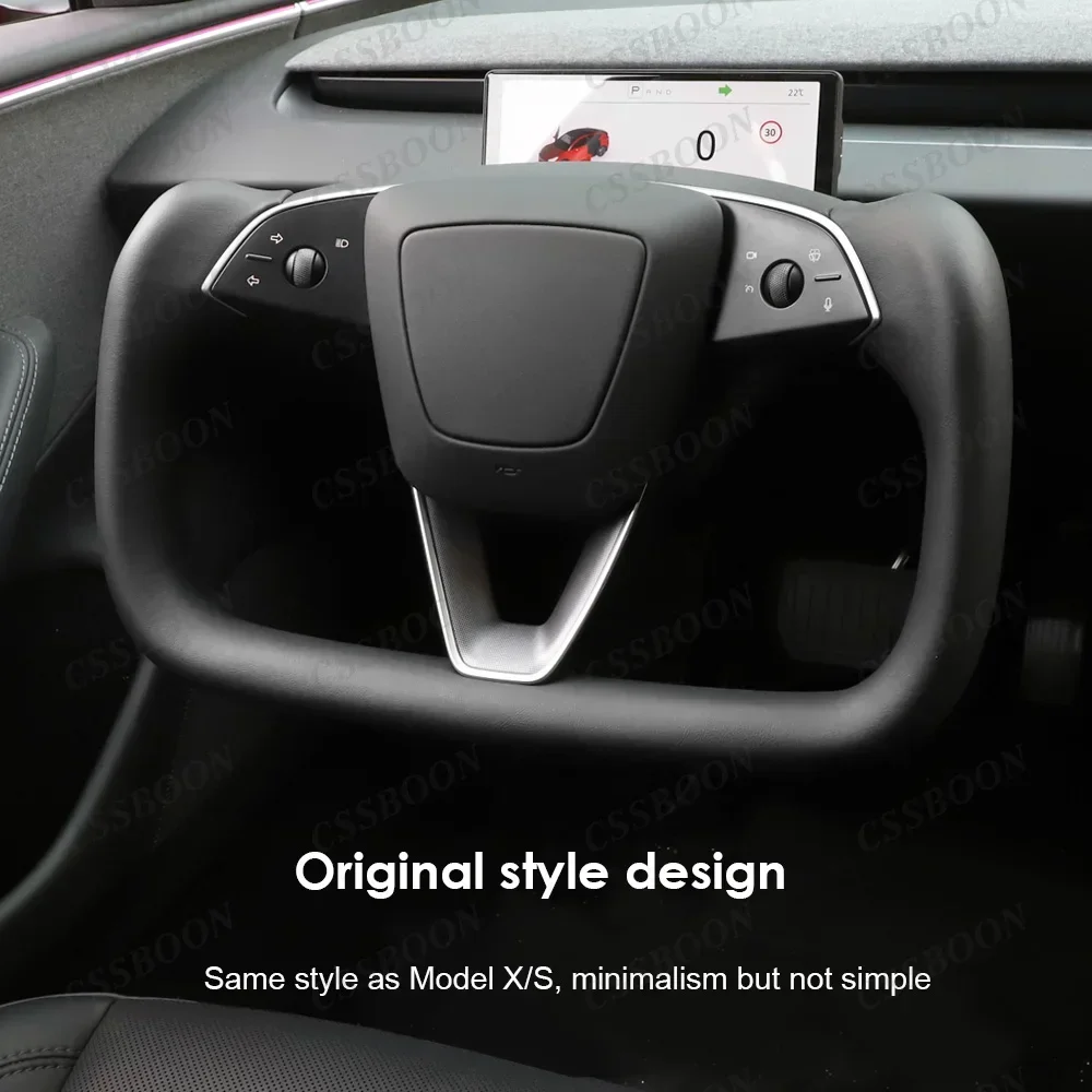 Yoke Handle For Tesla Model 3 Highland 2024 2025 Heating Racing Sport Steering Wheel Nappa Carbon Fiber Alcantara Car Modified - view 3