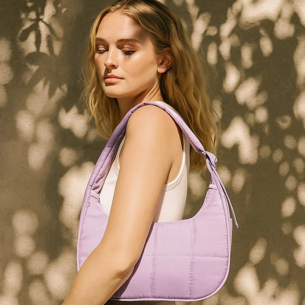 

Повседневная тканевая сумка на пуху под мышками, модная сумка на плечо большой вместимости, однотонная простая пышная сумка для девочек