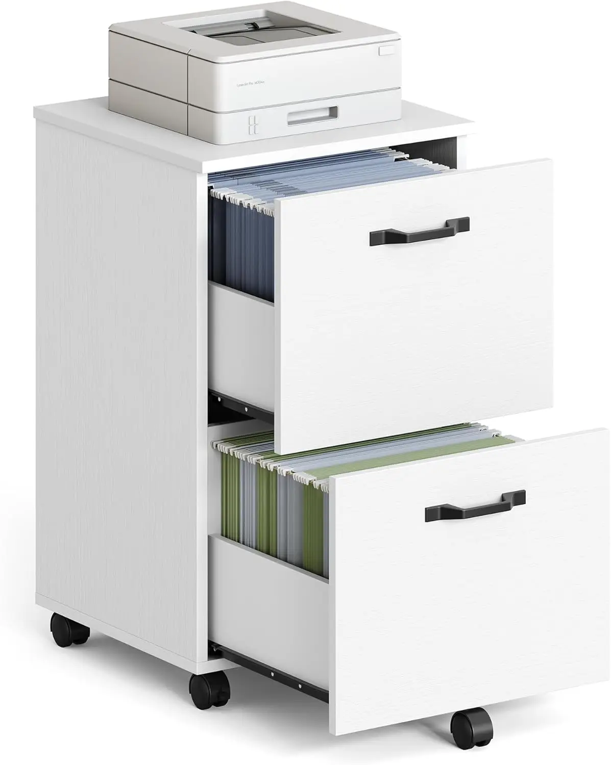 

2-Drawer Rolling File Cabinet for Home Office, Printer Stand for A4/Letter Documents, 15.7"x16.5"x27.6", Snow White - UOFC040W46