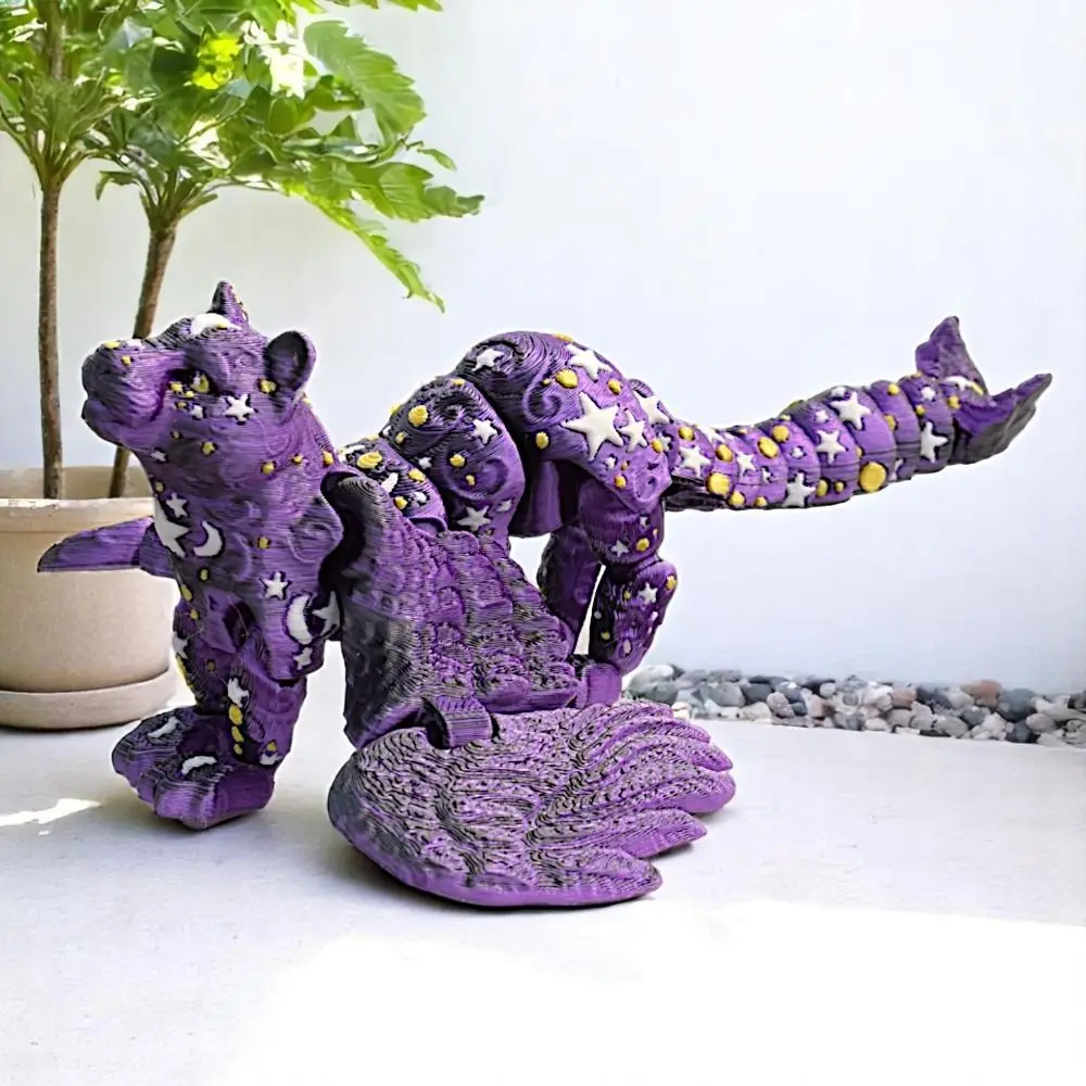 Oint Movable 3D Printing Lion Simulation Animal with Wings Simulation Lion Model Star Moon Theme Creative Design