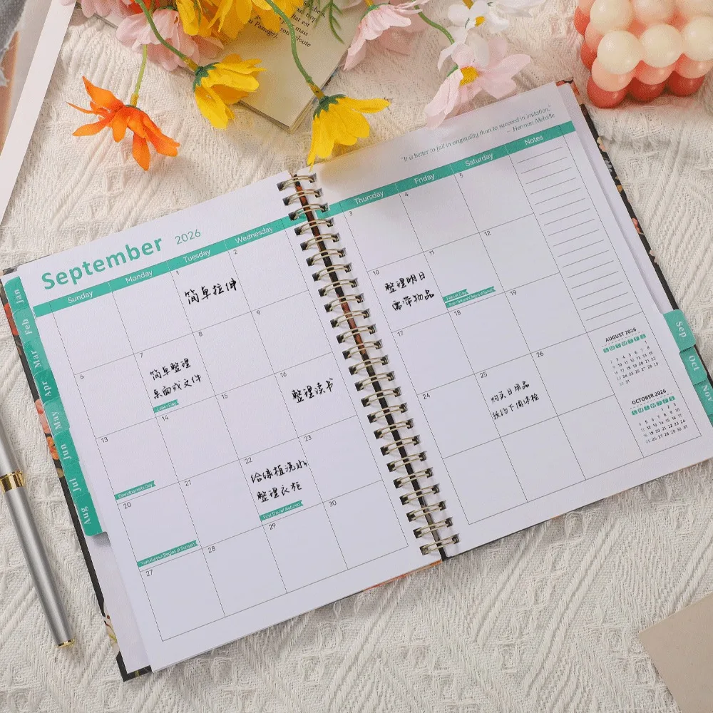

Еженедельный ежемесячный планировщик формата А5 2026, портативный толстый ежедневный график, канцелярские принадлежности, блокнот на катушке, спиральный органайзер с календарем, заметками