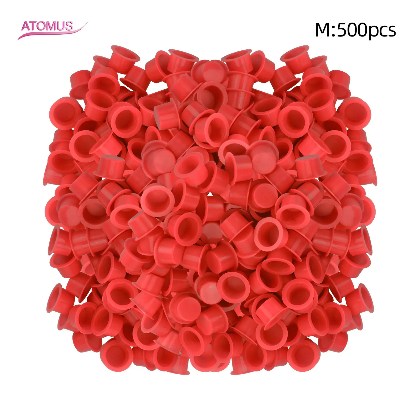 

500pcs Plastic Microblading Disposable Transparent Red Pigment Cups M Tattoo Accessory Tattoo Ink Cup Holder Container Cap