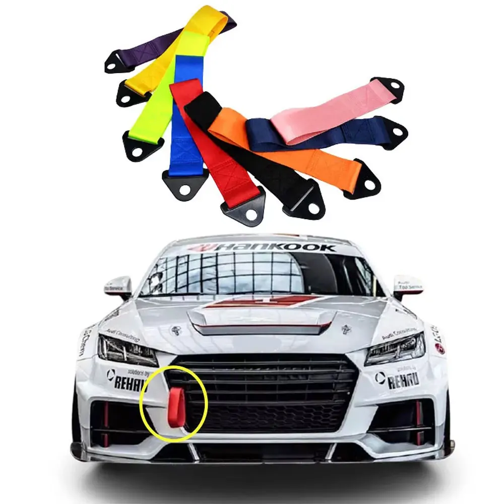 

Car Tow Strap Racing Towing Hook Sports Set Nylon Trailer Rope High Strength 2T For Auto Front Rear Bumper Styling Accessories