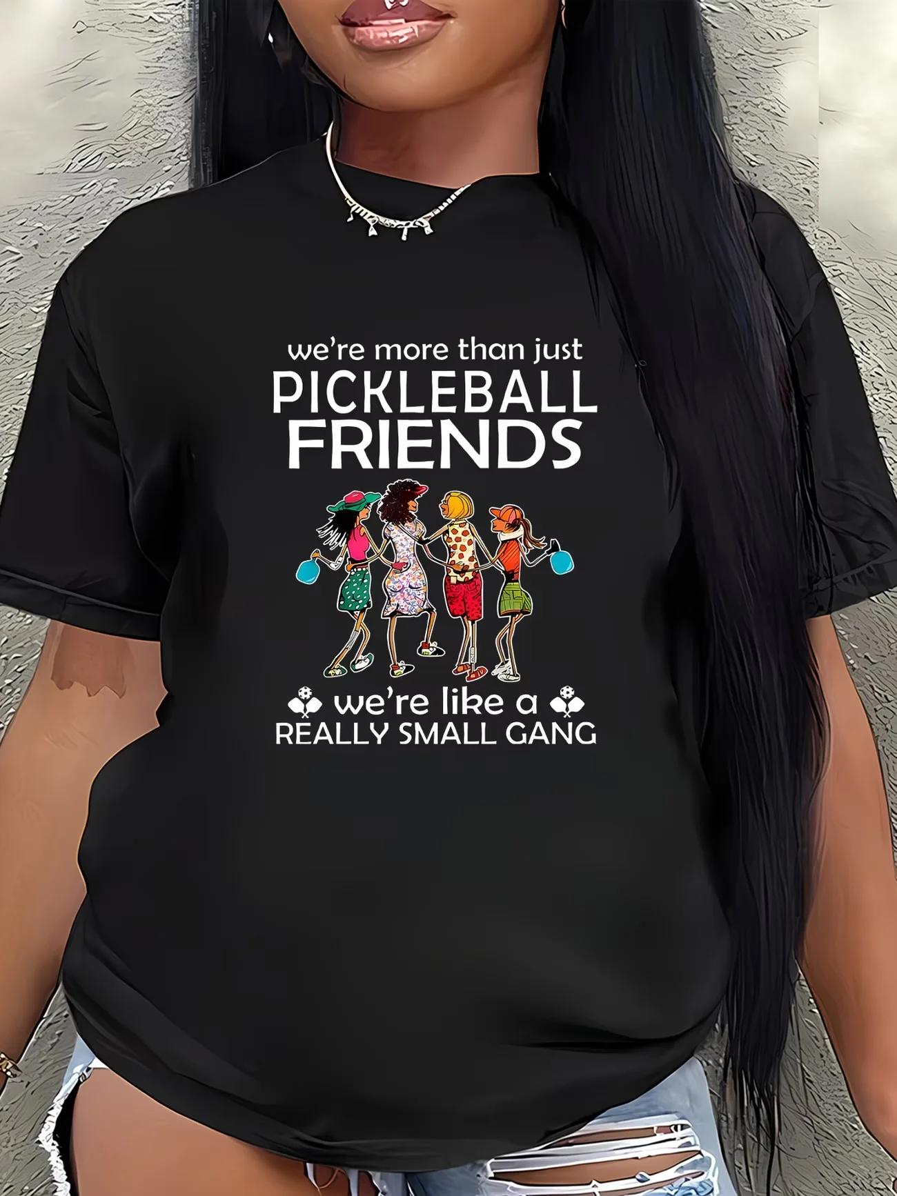Funny Pickleball Friends Small Gang Print T-Shirt Women Summer Short Sleeve Graphic Tee Casual Loose Tops Female Fashion Tee