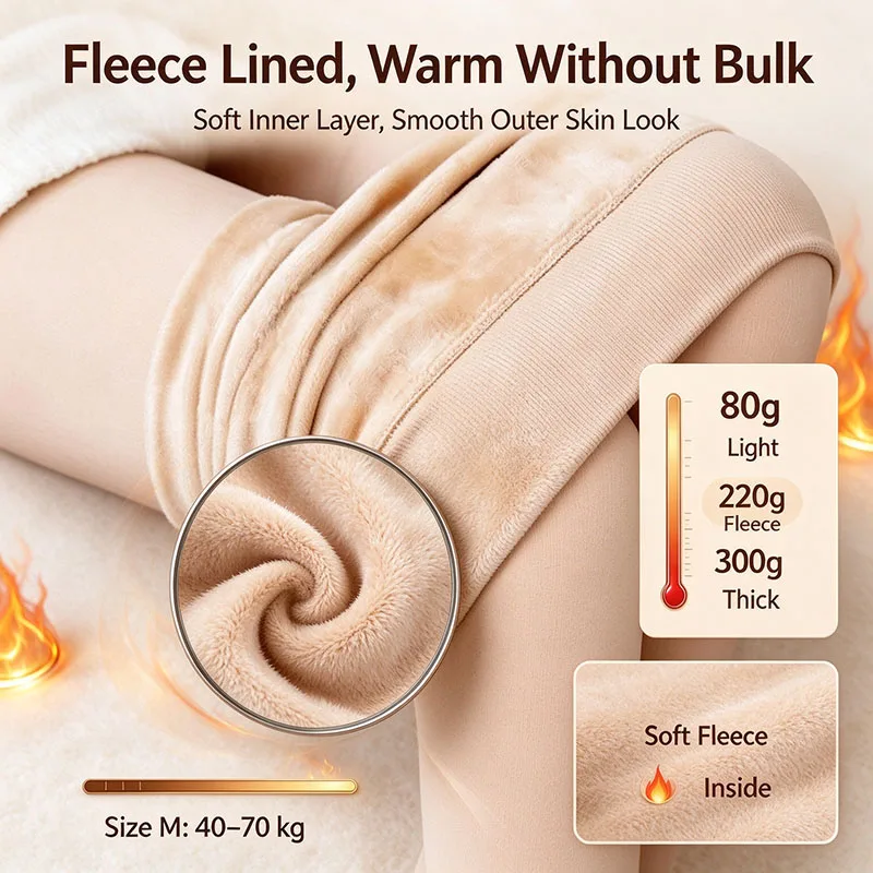 Women Thermal Pantyhose for Winter Warm Leggings Panty Polar Skin Black Effect Stockings Thermal Women Sock Fleece Lined Tights