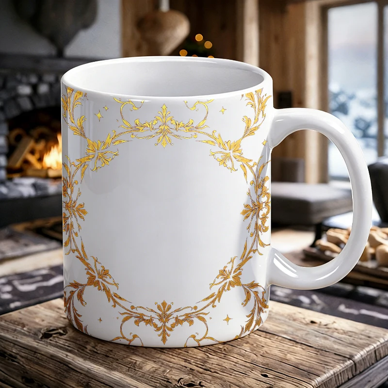 

Retro gold leaf palace style ceramic mug, coffee cup, milk cup, office tea cup, drinking cup, fade-resistant, gift for friends