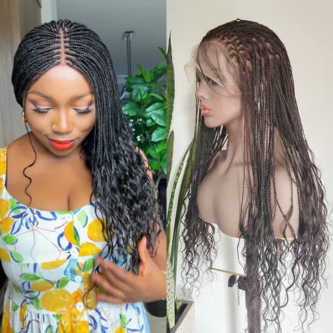 Full Lace Twist Braid Wig Human Hair Micro Twist Wig With Curly Ends Baby Hair Pre Plucked Hairline For Women