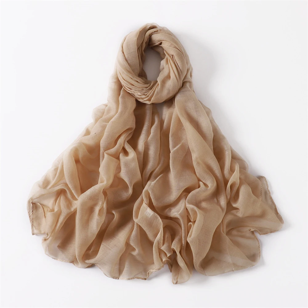 New Cotton Linen Scarf For Women Girls Students Autumn Classic Solid Color Scarves Retro Soft Foulard Viscose Female Wrap Shawls