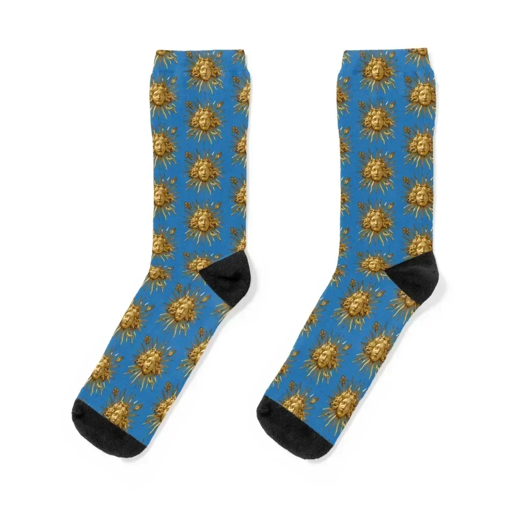 

Symbol of Louis XIV the Sun King - Blue Background Socks ankle New year's anime Men Socks Luxury Brand Women's