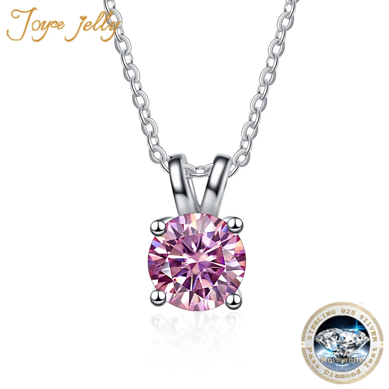 JoyceJelly 1ct 2ct Moissanite Pendant Necklace For Women Top Quality 925 Sterling Silver Wedding Party Bridal Fine Jewelry Gift