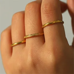 3Pcs/set Vintage 18K Gold Plated Stainless steel Rings for Women Fashion Jewelry Gift Simple Ring