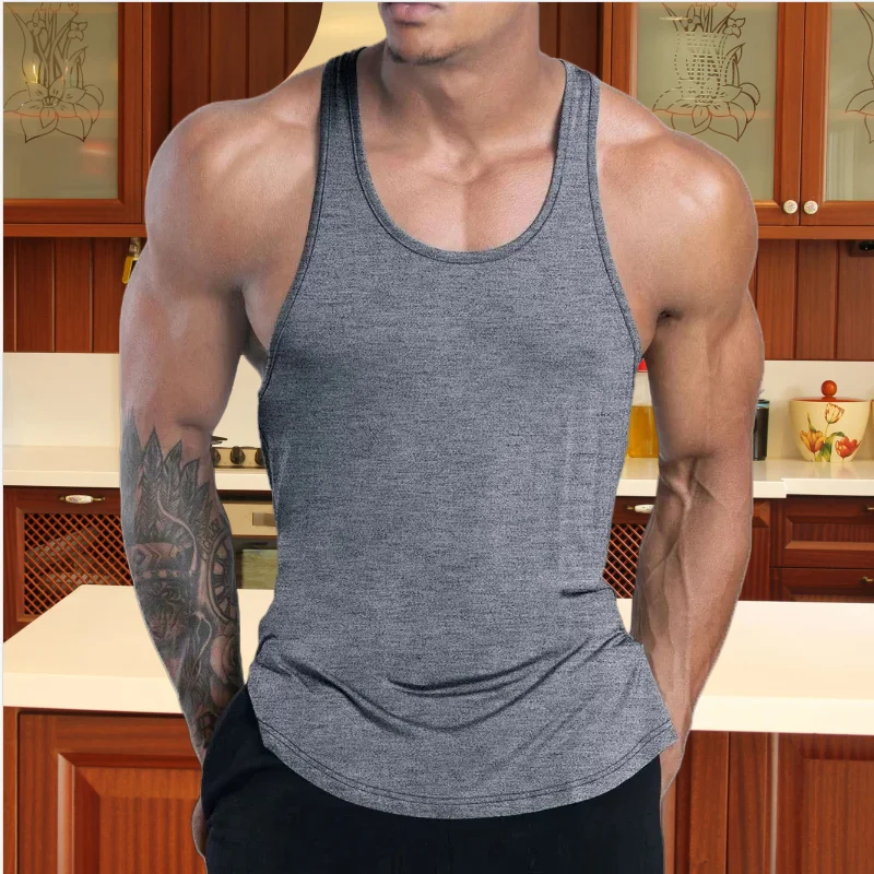 

NEW Men's Fitness Tank Top Summer Training Undershirt men training quick-dry Breathable loose Tank Top men running Sports Vest
