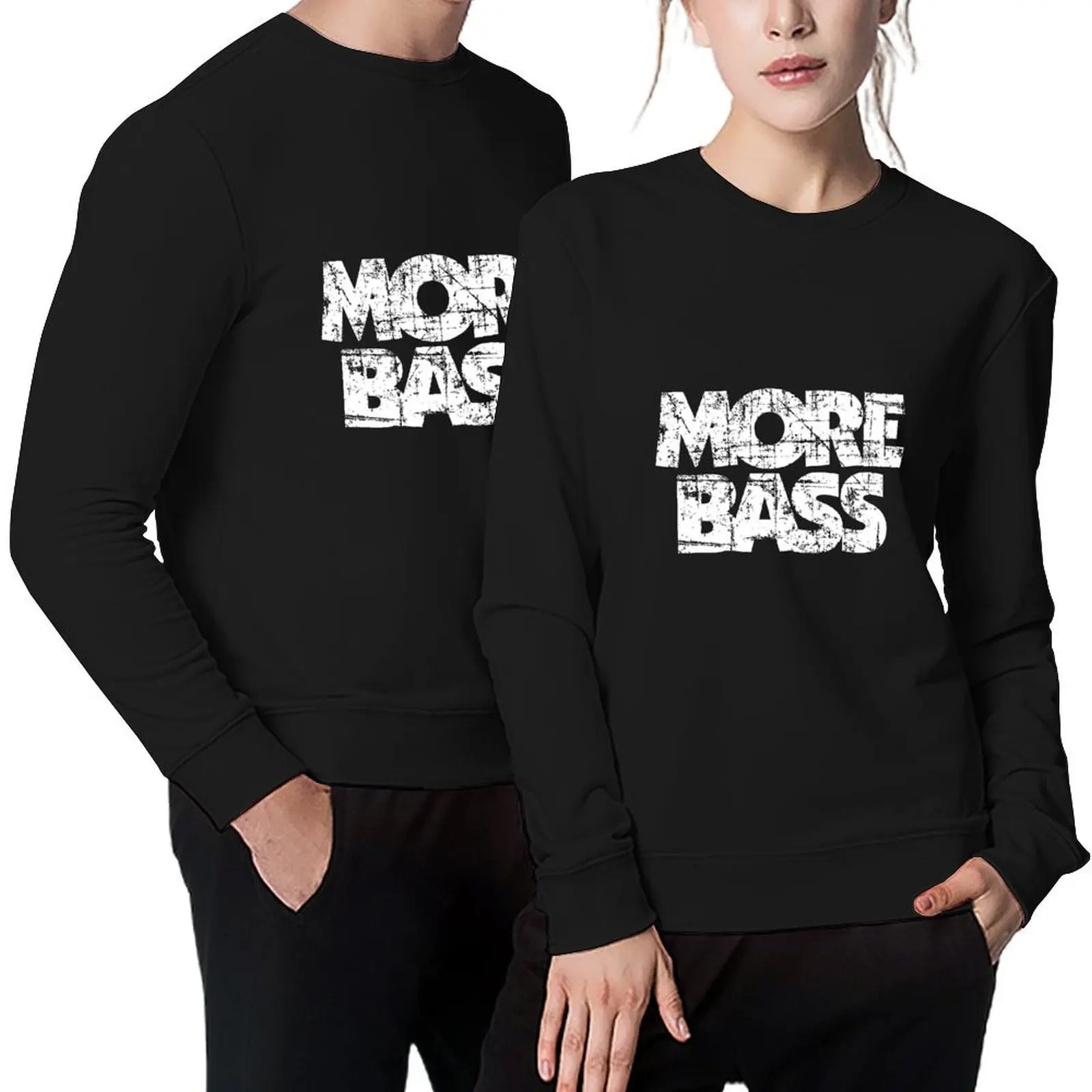

MORE BASS Vintage White Pullover aesthetic clothing autumn jacket men men's autumn clothes blouse sweatshirts for men