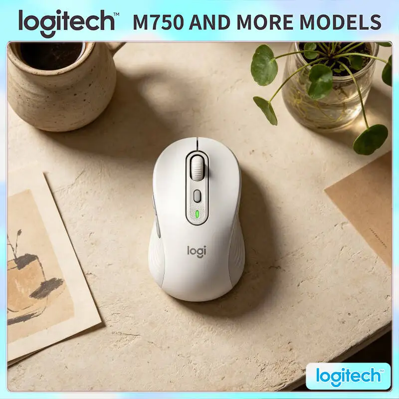 M750 Bluetooth Ergonomic Mouse - 90% Noise Reduction Soft Grips Custom Buttons 3-Device Sync 20-Month Battery PC Tablet Ready