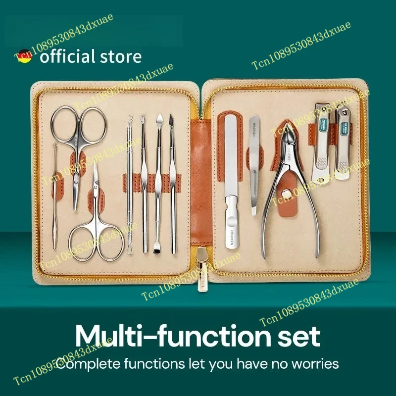 Manicure Set 12 in 1 Full Function Kit Professional Stainless Steel Pedicure Sets with Leather Portable Case Idea Gift