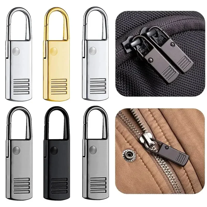 5/15Pcs Zipper Slider Zippers Puller Replacement Zipper Pull Tab Repair Cord Extension Fixer for Luggage Clothing Jackets Purse