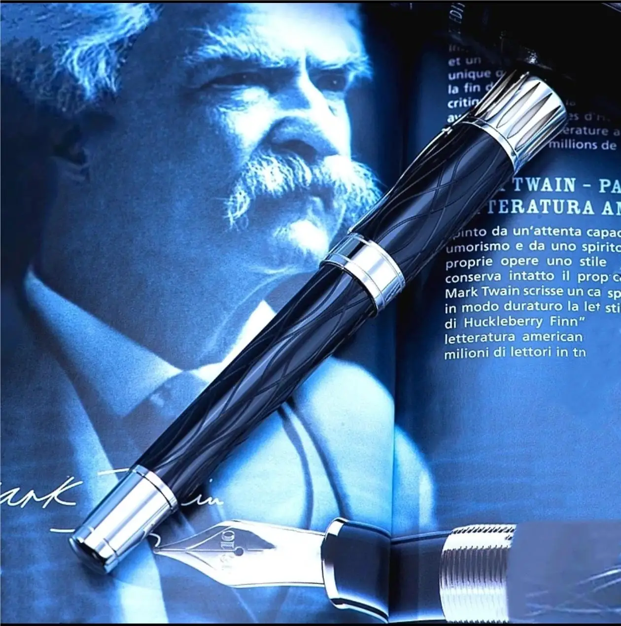 Limited Edition Writer Mark Twain Rolerbal PerBlack&Blue&Wine Red Resin lce Cracks DesianWriting MB Ballpoint Pens 00688000